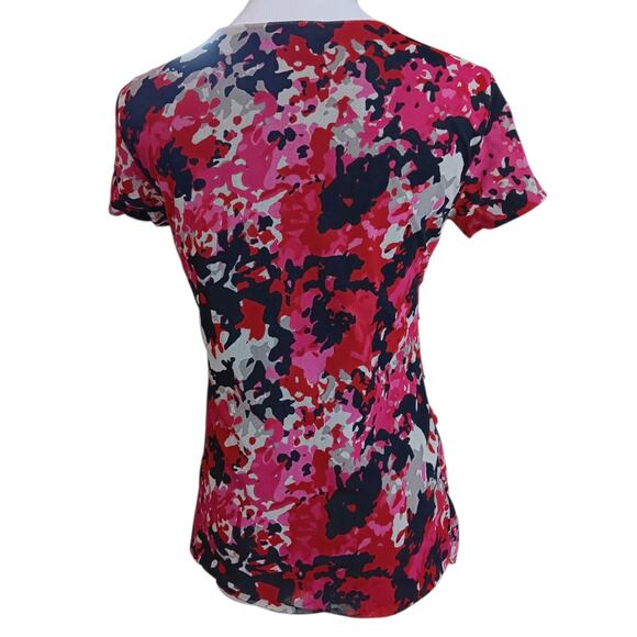 Y2K Top Blouse S Pleats‎ Artsy Coquette Vamp Abstract Floral Career Office Event - Picture 2 of 9